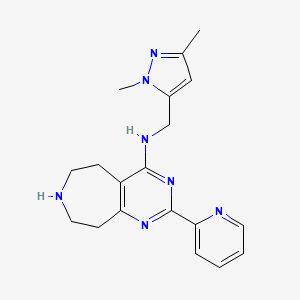 molecular formula C19H23N7 B5402485 N-[(1,3-dimethyl-1H-pyrazol-5-yl)methyl]-2-pyridin-2-yl-6,7,8,9-tetrahydro-5H-pyrimido[4,5-d]azepin-4-amine 