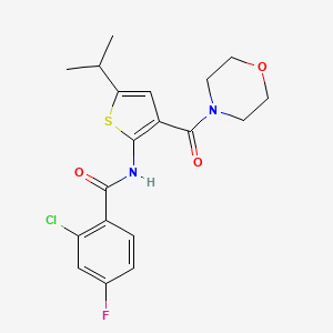 molecular formula C19H20ClFN2O3S B5402494 2-chloro-4-fluoro-N-[5-isopropyl-3-(4-morpholinylcarbonyl)-2-thienyl]benzamide 