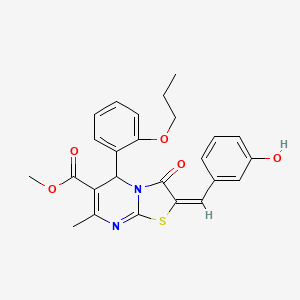 molecular formula C25H24N2O5S B5402507 methyl 2-(3-hydroxybenzylidene)-7-methyl-3-oxo-5-(2-propoxyphenyl)-2,3-dihydro-5H-[1,3]thiazolo[3,2-a]pyrimidine-6-carboxylate 