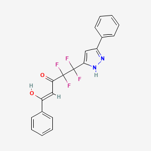 molecular formula C20H14F4N2O2 B5402528 4,4,5,5-tetrafluoro-3-hydroxy-1-phenyl-5-(3-phenyl-1H-pyrazol-5-yl)-2-penten-1-one 