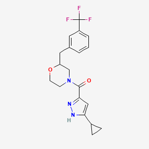 molecular formula C19H20F3N3O2 B5402548 4-[(3-cyclopropyl-1H-pyrazol-5-yl)carbonyl]-2-[3-(trifluoromethyl)benzyl]morpholine 