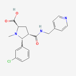 molecular formula C19H20ClN3O3 B5402567 (2S*,4S*,5R*)-5-(3-chlorophenyl)-1-methyl-4-{[(pyridin-4-ylmethyl)amino]carbonyl}pyrrolidine-2-carboxylic acid 