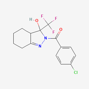 molecular formula C15H14ClF3N2O2 B5402576 2-(4-chlorobenzoyl)-3-(trifluoromethyl)-3,3a,4,5,6,7-hexahydro-2H-indazol-3-ol 