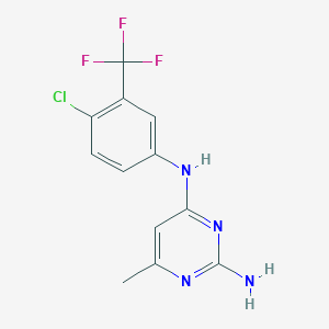 molecular formula C12H10ClF3N4 B5402597 N~4~-[4-chloro-3-(trifluoromethyl)phenyl]-6-methyl-2,4-pyrimidinediamine 