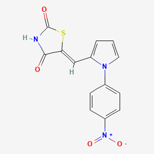 molecular formula C14H9N3O4S B5402605 5-{[1-(4-nitrophenyl)-1H-pyrrol-2-yl]methylene}-1,3-thiazolidine-2,4-dione 