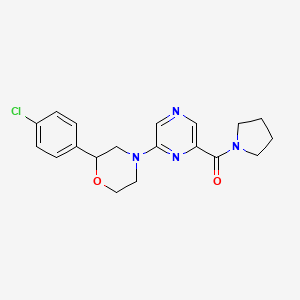 molecular formula C19H21ClN4O2 B5402621 2-(4-chlorophenyl)-4-[6-(pyrrolidin-1-ylcarbonyl)pyrazin-2-yl]morpholine 