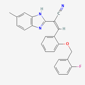 molecular formula C24H18FN3O B5402626 3-{2-[(2-fluorobenzyl)oxy]phenyl}-2-(5-methyl-1H-benzimidazol-2-yl)acrylonitrile 
