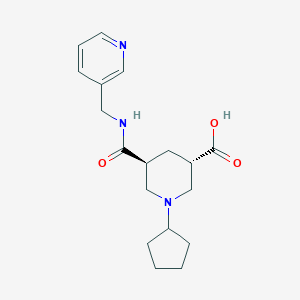 molecular formula C18H25N3O3 B5402629 (3S*,5S*)-1-cyclopentyl-5-{[(3-pyridinylmethyl)amino]carbonyl}-3-piperidinecarboxylic acid 