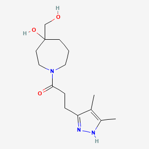 molecular formula C15H25N3O3 B5402659 1-[3-(4,5-dimethyl-1H-pyrazol-3-yl)propanoyl]-4-(hydroxymethyl)-4-azepanol 
