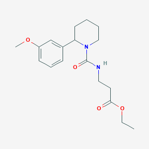 molecular formula C18H26N2O4 B5402669 ethyl N-{[2-(3-methoxyphenyl)-1-piperidinyl]carbonyl}-beta-alaninate 