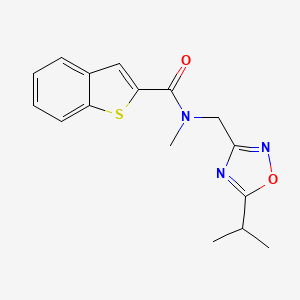 molecular formula C16H17N3O2S B5402678 N-[(5-isopropyl-1,2,4-oxadiazol-3-yl)methyl]-N-methyl-1-benzothiophene-2-carboxamide 