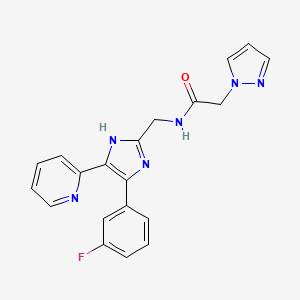 molecular formula C20H17FN6O B5402682 N-{[4-(3-fluorophenyl)-5-pyridin-2-yl-1H-imidazol-2-yl]methyl}-2-(1H-pyrazol-1-yl)acetamide 