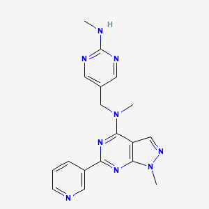molecular formula C18H19N9 B5402779 N,1-dimethyl-N-{[2-(methylamino)-5-pyrimidinyl]methyl}-6-(3-pyridinyl)-1H-pyrazolo[3,4-d]pyrimidin-4-amine 