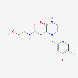 molecular formula C16H21ClFN3O3 B5402786 2-[1-(4-chloro-3-fluorobenzyl)-3-oxo-2-piperazinyl]-N-(2-methoxyethyl)acetamide 