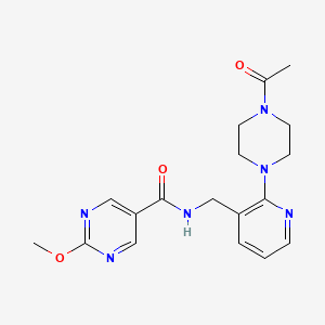 molecular formula C18H22N6O3 B5402813 N-{[2-(4-acetylpiperazin-1-yl)pyridin-3-yl]methyl}-2-methoxypyrimidine-5-carboxamide 