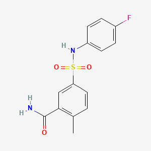 molecular formula C14H13FN2O3S B5402824 5-{[(4-fluorophenyl)amino]sulfonyl}-2-methylbenzamide 