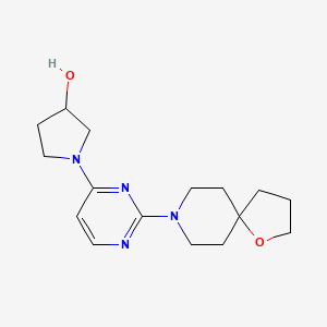 molecular formula C16H24N4O2 B5402834 1-[2-(1-oxa-8-azaspiro[4.5]dec-8-yl)-4-pyrimidinyl]-3-pyrrolidinol 