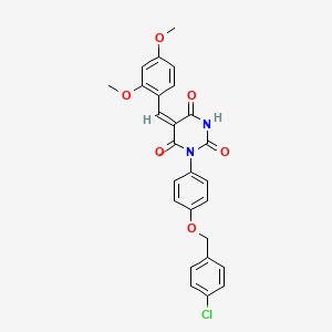 molecular formula C26H21ClN2O6 B5402843 1-{4-[(4-chlorobenzyl)oxy]phenyl}-5-(2,4-dimethoxybenzylidene)-2,4,6(1H,3H,5H)-pyrimidinetrione 