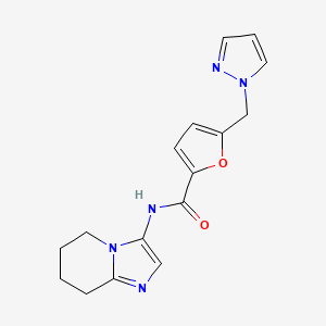 molecular formula C16H17N5O2 B5402846 5-(1H-pyrazol-1-ylmethyl)-N-(5,6,7,8-tetrahydroimidazo[1,2-a]pyridin-3-yl)-2-furamide 