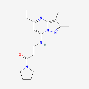 molecular formula C17H25N5O B5402864 5-ethyl-2,3-dimethyl-N-[3-oxo-3-(1-pyrrolidinyl)propyl]pyrazolo[1,5-a]pyrimidin-7-amine 