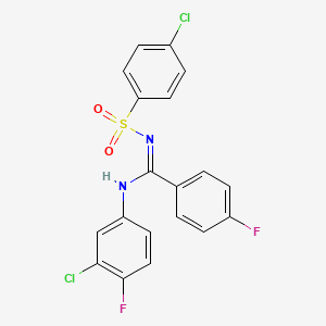 molecular formula C19H12Cl2F2N2O2S B5402871 N-(3-chloro-4-fluorophenyl)-N'-[(4-chlorophenyl)sulfonyl]-4-fluorobenzenecarboximidamide 