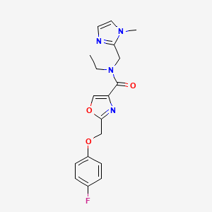molecular formula C18H19FN4O3 B5402899 N-ethyl-2-[(4-fluorophenoxy)methyl]-N-[(1-methyl-1H-imidazol-2-yl)methyl]-1,3-oxazole-4-carboxamide 