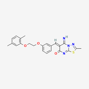 molecular formula C23H22N4O3S B5402900 6-{3-[2-(2,5-dimethylphenoxy)ethoxy]benzylidene}-5-imino-2-methyl-5,6-dihydro-7H-[1,3,4]thiadiazolo[3,2-a]pyrimidin-7-one 