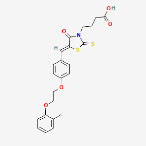 molecular formula C23H23NO5S2 B5402903 4-(5-{4-[2-(2-methylphenoxy)ethoxy]benzylidene}-4-oxo-2-thioxo-1,3-thiazolidin-3-yl)butanoic acid 