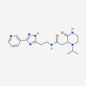 molecular formula C18H25N7O2 B5402911 2-(1-isopropyl-3-oxo-2-piperazinyl)-N-{2-[3-(3-pyridinyl)-1H-1,2,4-triazol-5-yl]ethyl}acetamide 