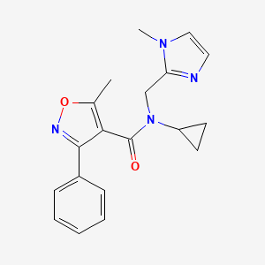 molecular formula C19H20N4O2 B5402958 N-cyclopropyl-5-methyl-N-[(1-methyl-1H-imidazol-2-yl)methyl]-3-phenylisoxazole-4-carboxamide 