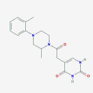 molecular formula C18H22N4O3 B5403043 5-{2-[2-methyl-4-(2-methylphenyl)piperazin-1-yl]-2-oxoethyl}pyrimidine-2,4(1H,3H)-dione 