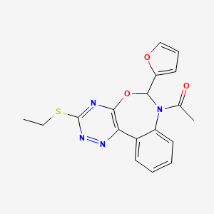 molecular formula C18H16N4O3S B5403059 7-acetyl-3-(ethylthio)-6-(2-furyl)-6,7-dihydro[1,2,4]triazino[5,6-d][3,1]benzoxazepine 