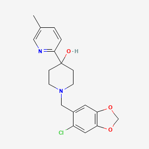 molecular formula C19H21ClN2O3 B5403121 1-[(6-chloro-1,3-benzodioxol-5-yl)methyl]-4-(5-methylpyridin-2-yl)piperidin-4-ol 