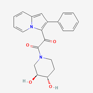 molecular formula C21H20N2O4 B5403124 2-[(3S*,4S*)-3,4-dihydroxypiperidin-1-yl]-2-oxo-1-(2-phenylindolizin-3-yl)ethanone 