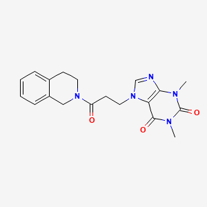 molecular formula C19H21N5O3 B5403189 7-[3-(3,4-dihydro-2(1H)-isoquinolinyl)-3-oxopropyl]-1,3-dimethyl-3,7-dihydro-1H-purine-2,6-dione 