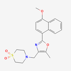 molecular formula C20H22N2O4S B5403242 4-{[2-(4-methoxy-1-naphthyl)-5-methyl-1,3-oxazol-4-yl]methyl}thiomorpholine 1,1-dioxide 