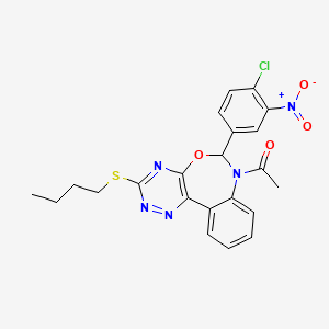 molecular formula C22H20ClN5O4S B5403244 7-acetyl-3-(butylthio)-6-(4-chloro-3-nitrophenyl)-6,7-dihydro[1,2,4]triazino[5,6-d][3,1]benzoxazepine 