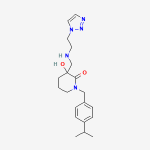 molecular formula C20H29N5O2 B5403248 3-hydroxy-1-(4-isopropylbenzyl)-3-({[2-(1H-1,2,3-triazol-1-yl)ethyl]amino}methyl)piperidin-2-one 