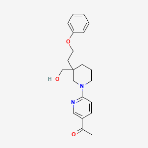 molecular formula C21H26N2O3 B5403275 1-{6-[3-(hydroxymethyl)-3-(2-phenoxyethyl)piperidin-1-yl]pyridin-3-yl}ethanone 
