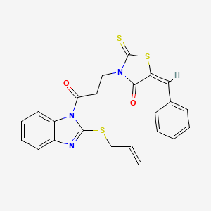 molecular formula C23H19N3O2S3 B5403285 3-{3-[2-(allylthio)-1H-benzimidazol-1-yl]-3-oxopropyl}-5-benzylidene-2-thioxo-1,3-thiazolidin-4-one 