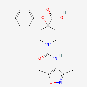 molecular formula C18H21N3O5 B5403291 1-{[(3,5-dimethylisoxazol-4-yl)amino]carbonyl}-4-phenoxypiperidine-4-carboxylic acid 
