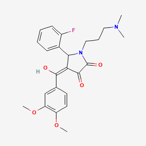 molecular formula C24H27FN2O5 B5403349 4-(3,4-dimethoxybenzoyl)-1-[3-(dimethylamino)propyl]-5-(2-fluorophenyl)-3-hydroxy-1,5-dihydro-2H-pyrrol-2-one 