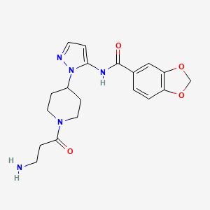 molecular formula C19H23N5O4 B5403355 N-[1-(1-beta-alanyl-4-piperidinyl)-1H-pyrazol-5-yl]-1,3-benzodioxole-5-carboxamide hydrochloride 