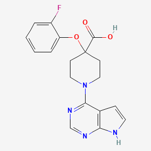 molecular formula C18H17FN4O3 B5403366 4-(2-fluorophenoxy)-1-(7H-pyrrolo[2,3-d]pyrimidin-4-yl)piperidine-4-carboxylic acid 