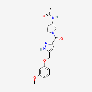 molecular formula C18H22N4O4 B5403404 N-[1-({5-[(3-methoxyphenoxy)methyl]-1H-pyrazol-3-yl}carbonyl)pyrrolidin-3-yl]acetamide 