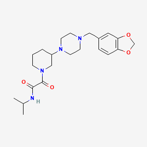 molecular formula C22H32N4O4 B5403409 2-{3-[4-(1,3-benzodioxol-5-ylmethyl)-1-piperazinyl]-1-piperidinyl}-N-isopropyl-2-oxoacetamide 