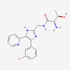 molecular formula C19H20FN5O2 B5403411 N~1~-{[4-(3-fluorophenyl)-5-(2-pyridinyl)-1H-imidazol-2-yl]methyl}-L-threoninamide hydrochloride 