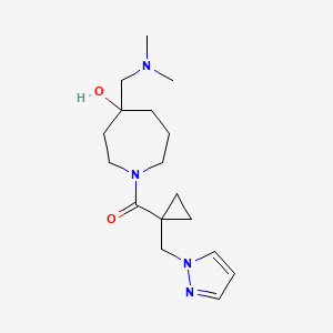 molecular formula C17H28N4O2 B5403420 4-[(dimethylamino)methyl]-1-{[1-(1H-pyrazol-1-ylmethyl)cyclopropyl]carbonyl}-4-azepanol 