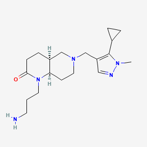 molecular formula C19H31N5O B5403436 rel-(4aS,8aR)-1-(3-aminopropyl)-6-[(5-cyclopropyl-1-methyl-1H-pyrazol-4-yl)methyl]octahydro-1,6-naphthyridin-2(1H)-one dihydrochloride 