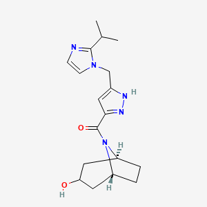 molecular formula C18H25N5O2 B5403454 (3-endo)-8-({5-[(2-isopropyl-1H-imidazol-1-yl)methyl]-1H-pyrazol-3-yl}carbonyl)-8-azabicyclo[3.2.1]octan-3-ol 
